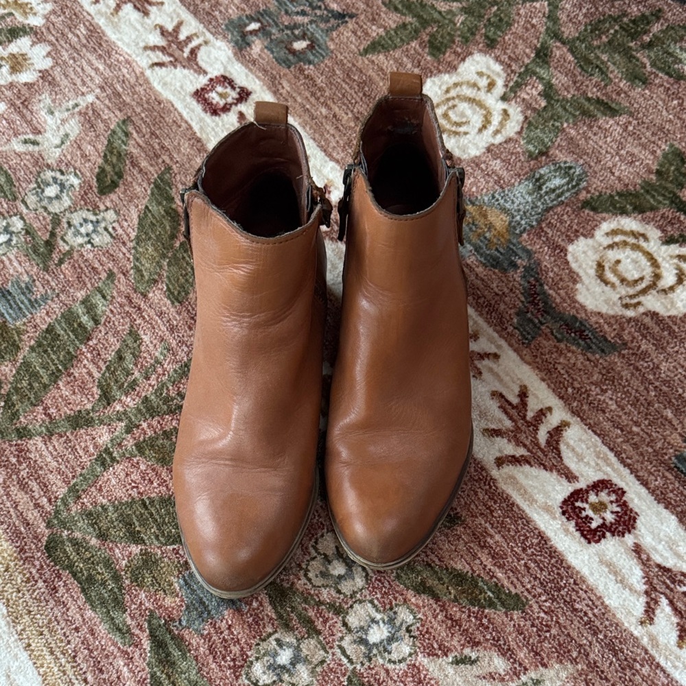 Ralph Lauren Brown Leather Double-Zip Ankle Boots